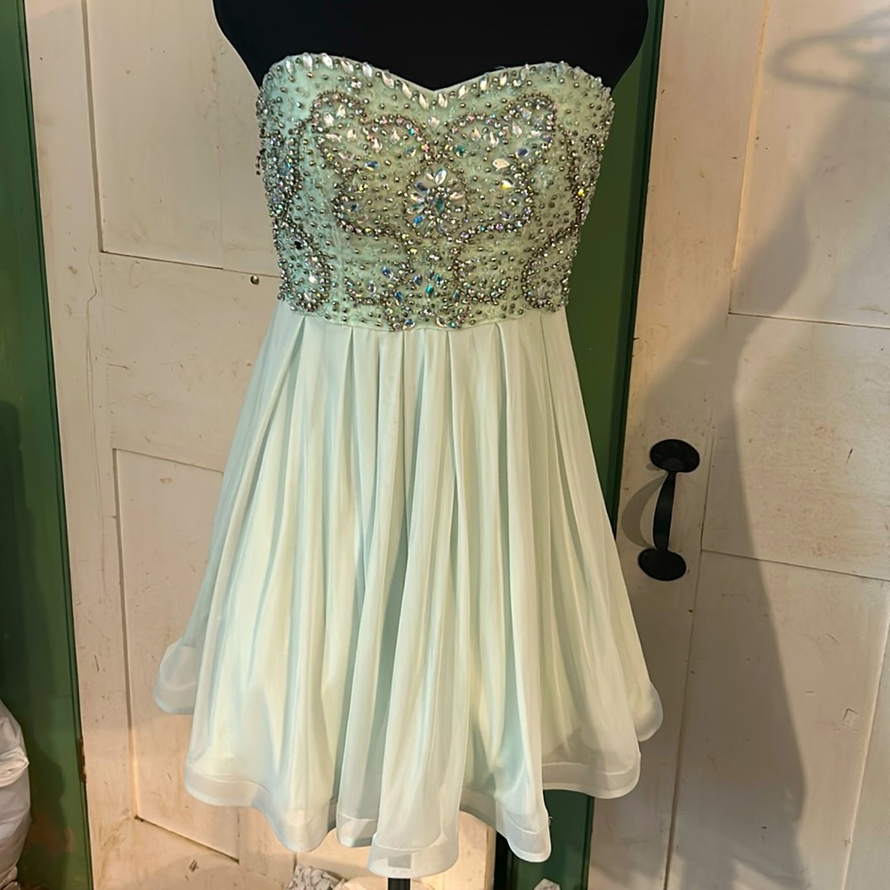 Ex Cond My Michelle Rhinestone Beaded Fit-N-Flare Party Pageant Sz 5 Glam Dress